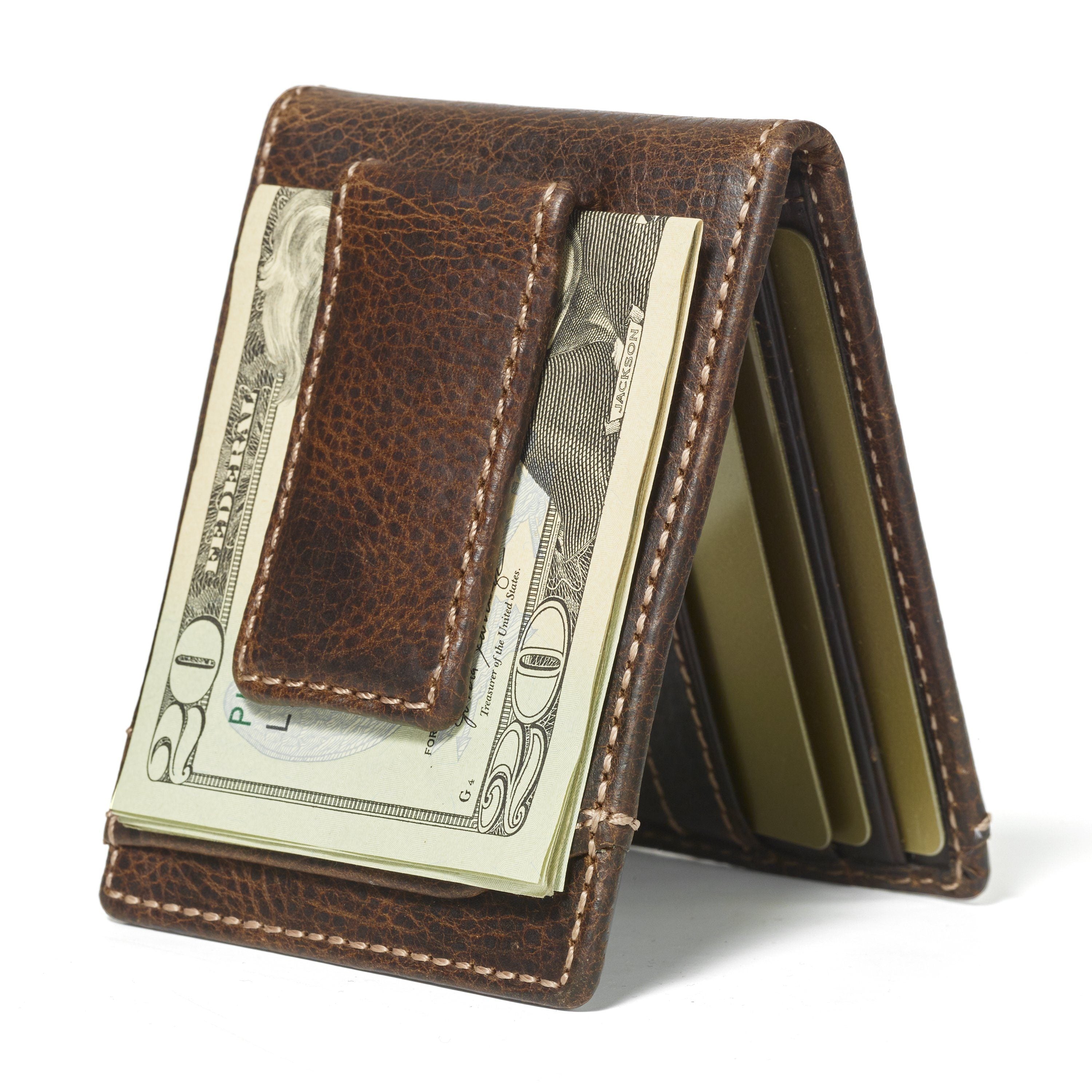 Leather Money Clip Wallet Men's Bifold Wallets Leather 