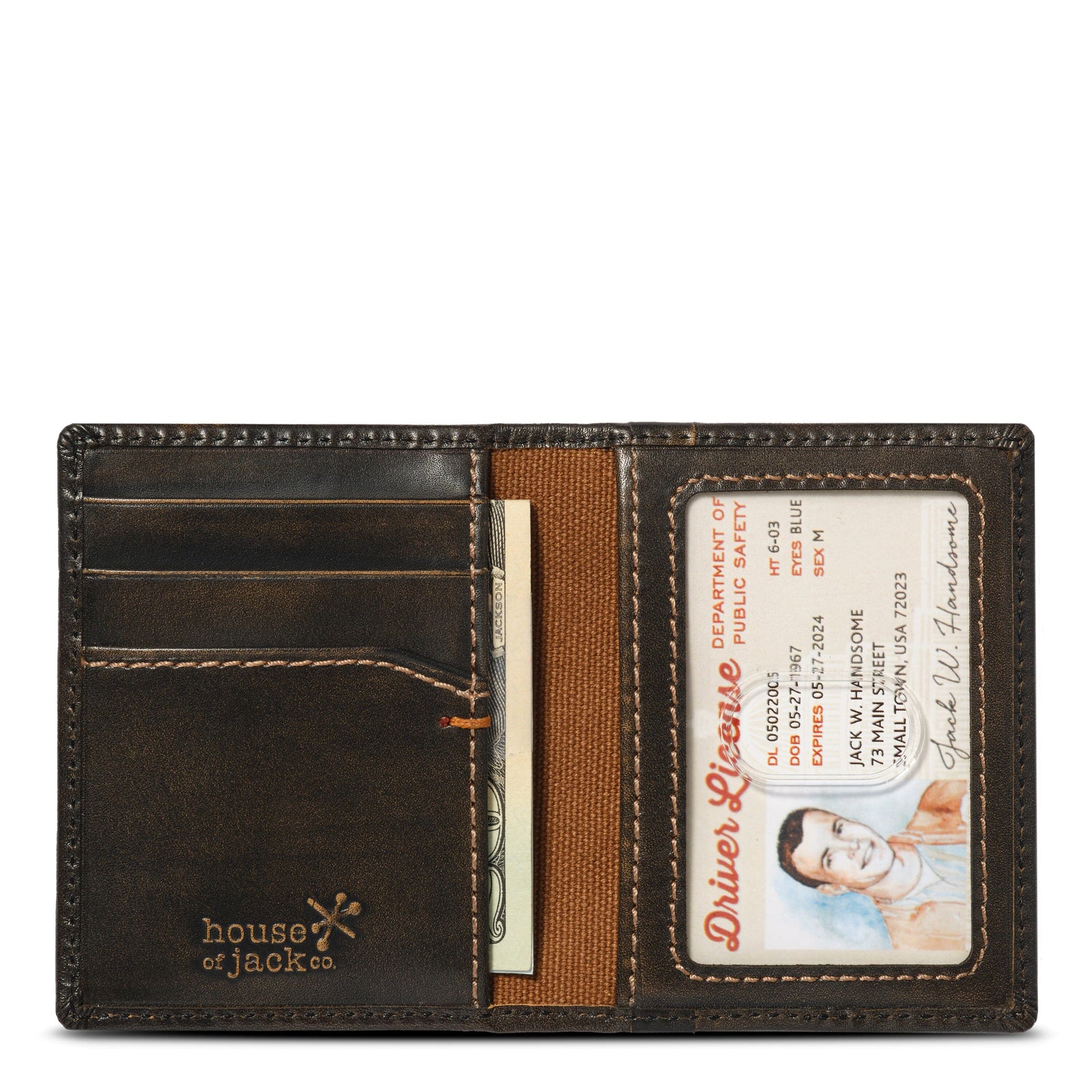 Mens Leather Wallet With ID Window: Slim Bifold Card Holder  Men\'s Leather Wallet with 5 Card Slots and ID Window, Slim Bifold main image 2
