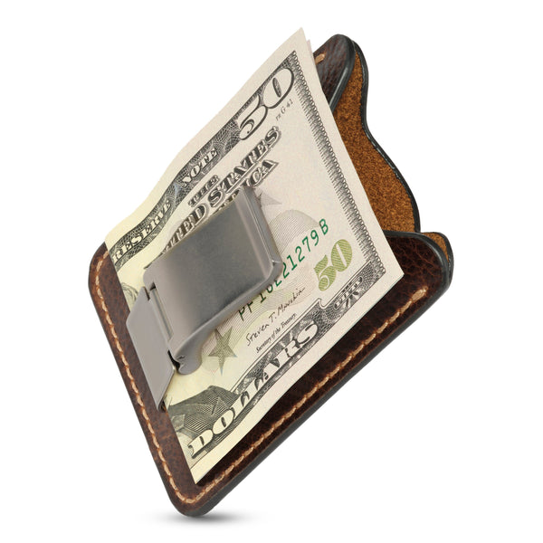 money clip card sleeve House of Jack Co. Front Pocket Money Clip Wallet for Men – The Wyatt Slim Leather Card Holder, Brown