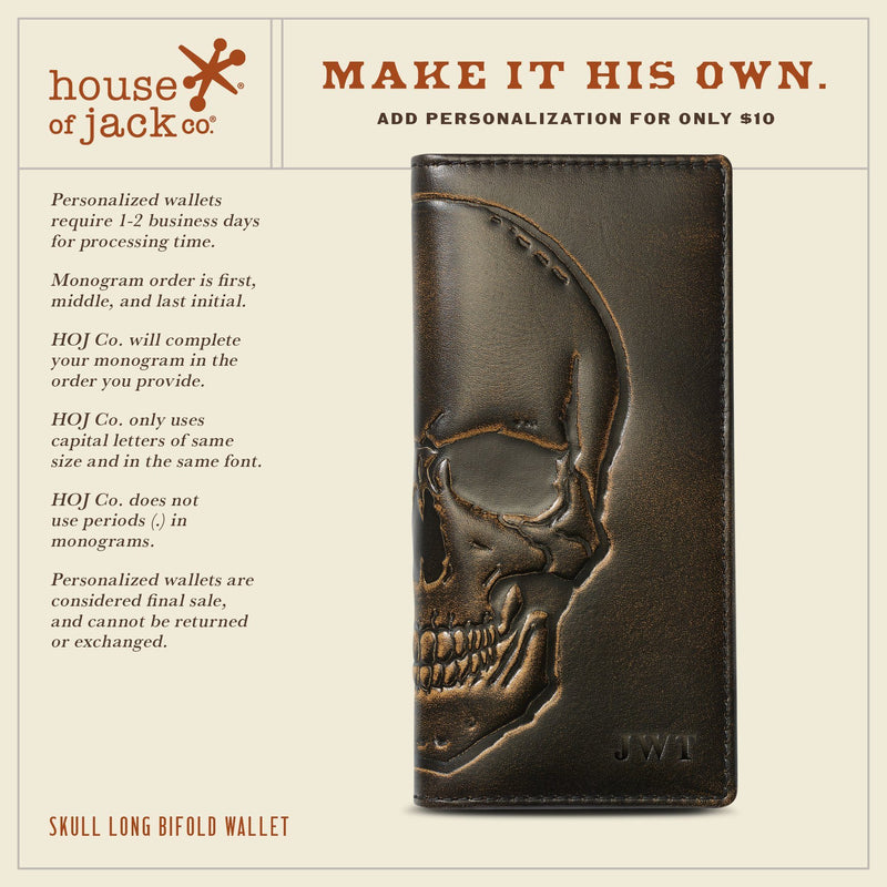 Skull Long Bifold Wallet Leather Wallet House of Jack Co