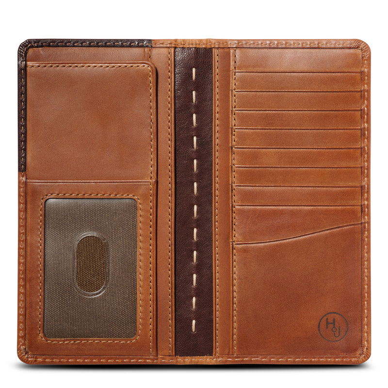 Outline' Wallet - Handmade Leather Wallet (Olive / Orange)