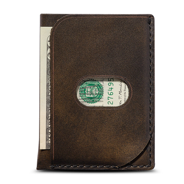 Granulated Leather Money Clip Wallet & Card Holder