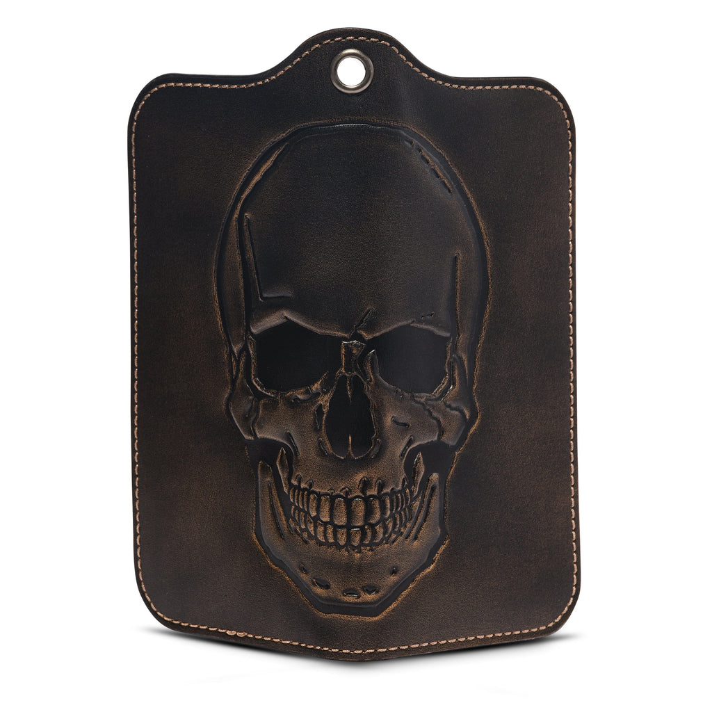★TOUT Y EST★ Facade Facade Half Wallet RCWFX24145BKX Skull Long Bifold Grommet Wallet | Chain Wallet Design