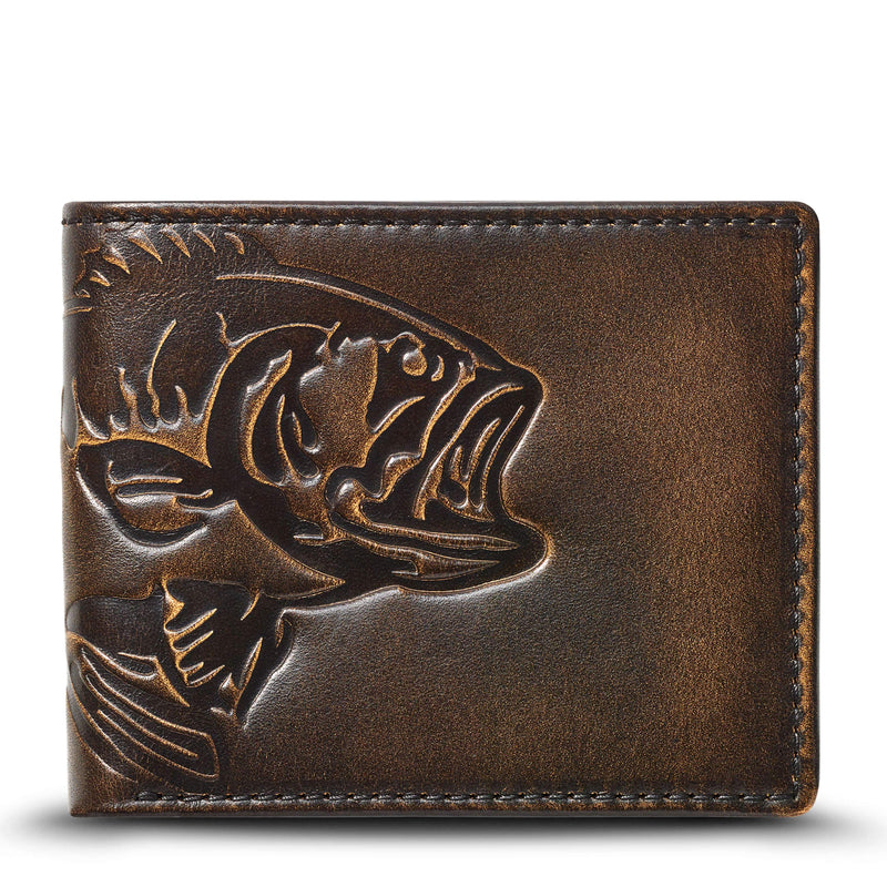Real Fish Wallet Bass Fish Wallet - Leather Double ID Bifold | House of Jack – House of ...