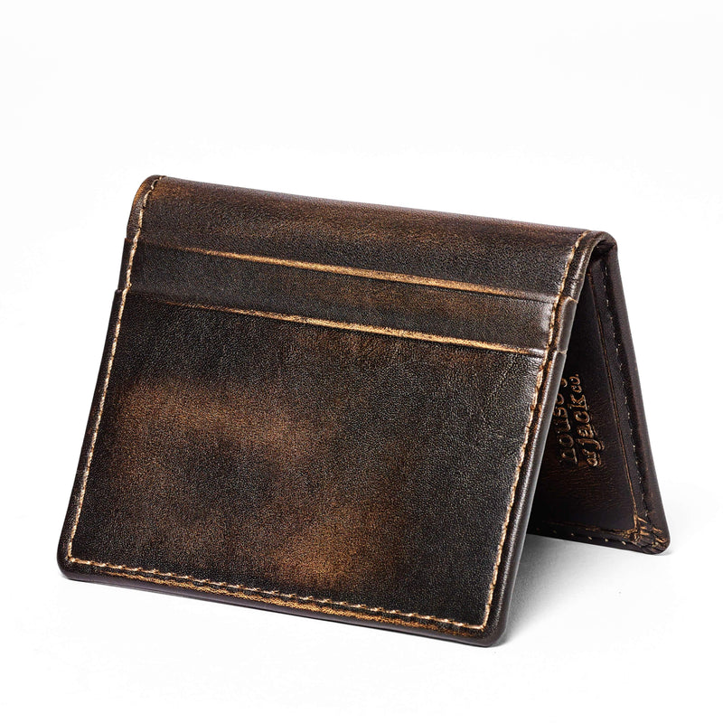 HOJ Co. Slim Card Wallet | Bifold Case | Full Grain Leather with Black