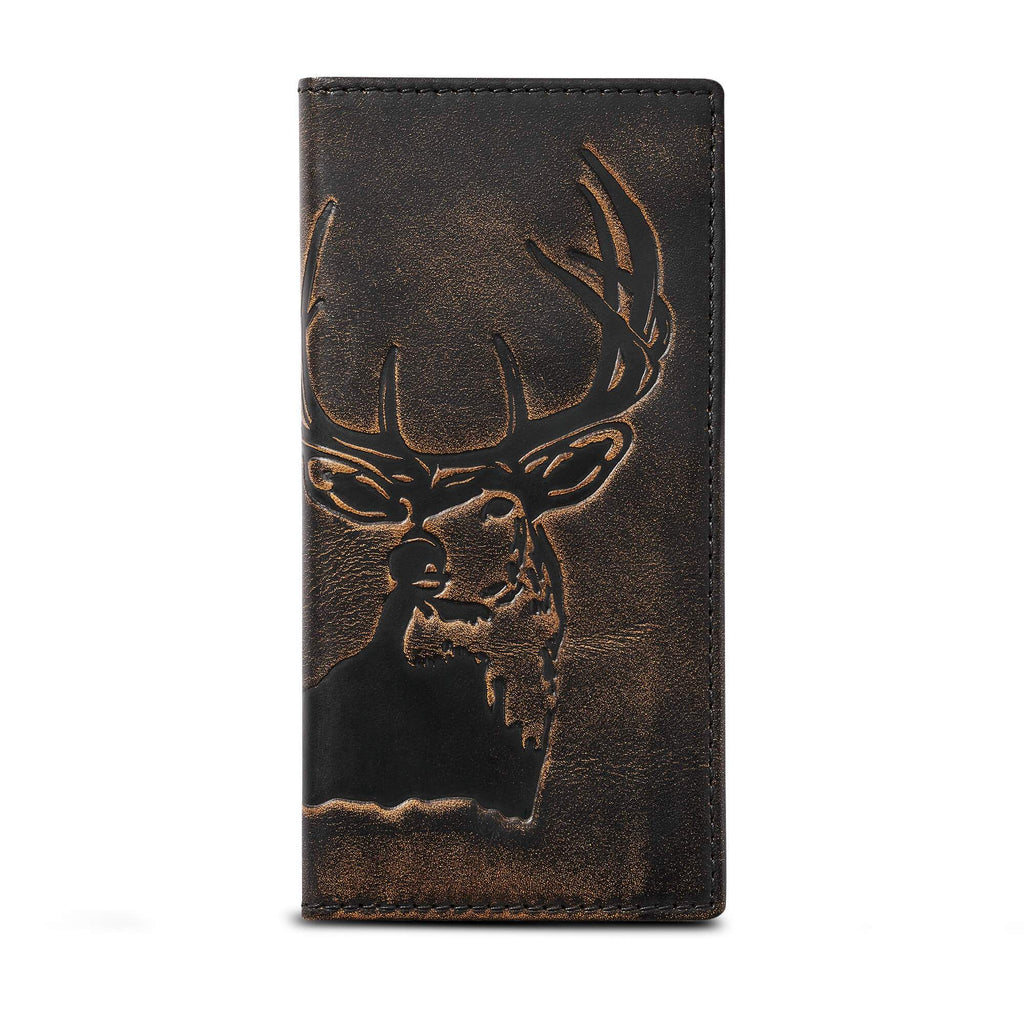 ニュピ天溝LONGウォレット BLACK（野生鹿/ Organic Deer ） Deer Long Bifold Leather Wallet | House of Jack Co.